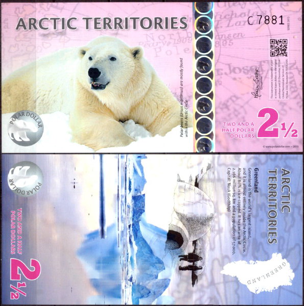 Арктические территории 2,5 доллара 2013 год. UNC