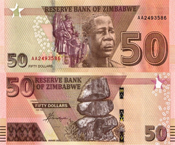 Зимбабве 50 долларов 2021 (UNC Pick 105)