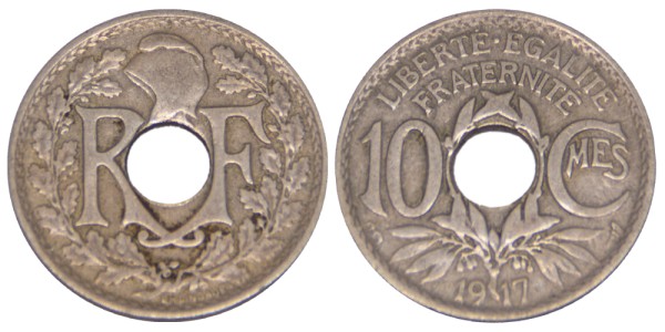 Франция, 10 сантимов 1917 год