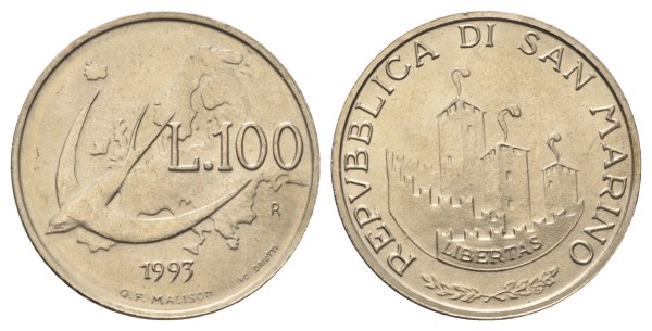 Сан Марино, 100 лир 1993 год