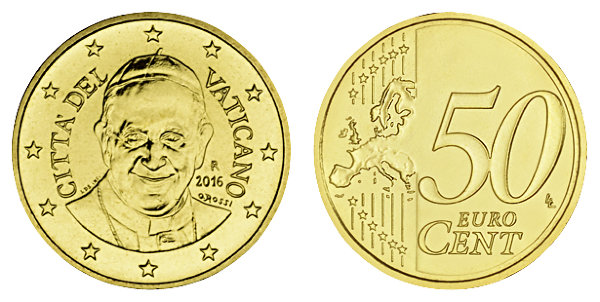 Ватикан, 50 центов 2016 год, UNC