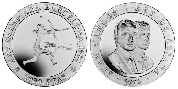 Испания, 2000 песет 1990 год, XXV Олимпийские игры в Барселоне, Стрельба из лука, ПРУФ