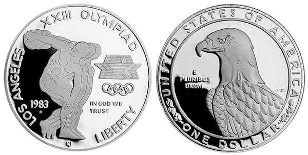 США, 1 доллар 1983 год, XXIII Олимпийские Игры в Лос-Анжелесе, ПРУФ