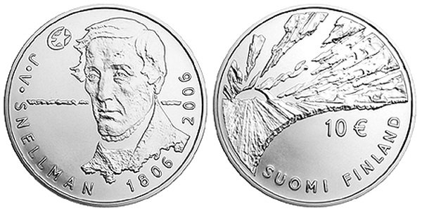 Финляндия, 10 евро 2006 год, Йохан Вильгельм Снеллман