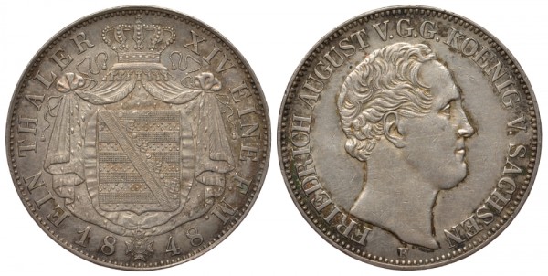 Саксония 1 талер 1848 Фридрих Август II