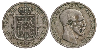 Брауншвейг-Каленберг-Ганновер 1 талер 1848 B, Эрнст Август (1837-1851)