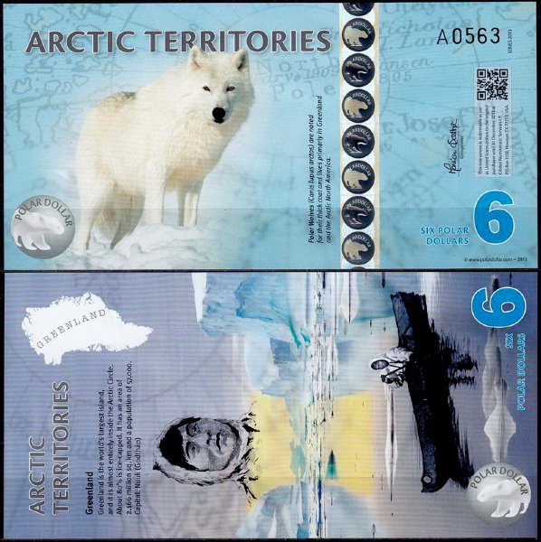 Арктические территории 6 долларов 2013 год. UNC