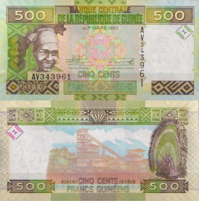 Гвинея 500 франков 2017 (UNC Pick 47b)