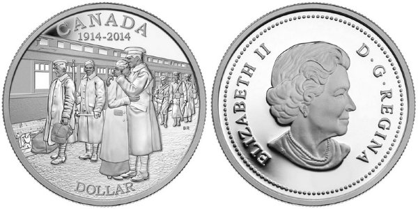 Канада, 1 доллар 2014 год, Первая Мировая война, ПРУФ