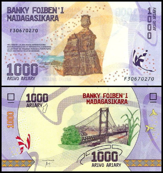 Мадагаскар 1000 ариари 2017 (UNC Pick 100)