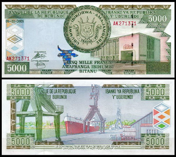Бурунди 5000 франков 2005 (UNC Pick 42)