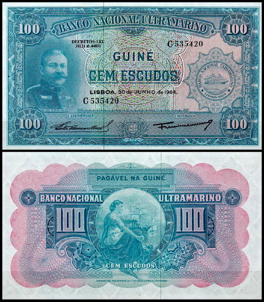 Португальская Гвинея 100 эскудо 1964 (UNC Pick 41)
