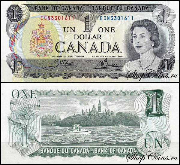 Канада 1 доллар 1973 (UNC Pick 85c) Crow-Bouey