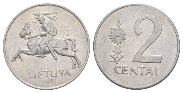 Литва, 2 цента 1991 год