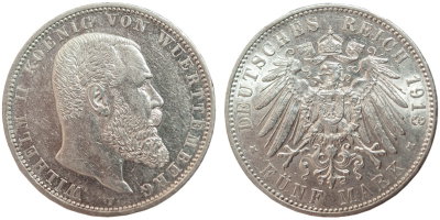 Вюртемберг, 5 марок 1913 год