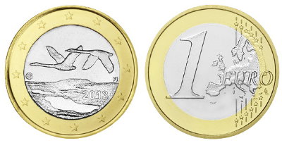 Финляндия, 1 евро 2013 (UNC, биметалл)