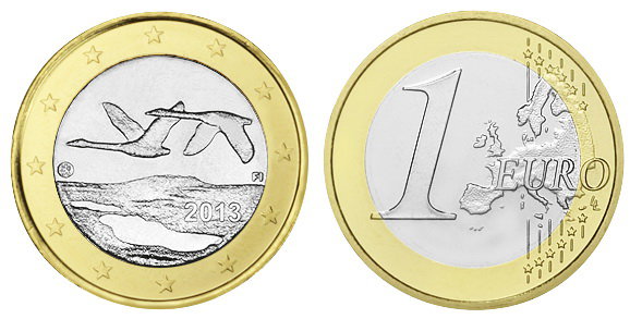 Финляндия, 1 евро 2013 (UNC, биметалл)