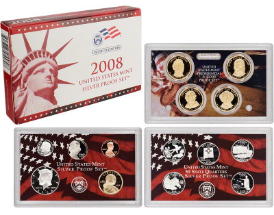 США, Годовой набор 2008 год, ПРУФ, серебро