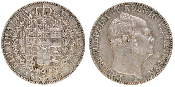 Пруссия, 1 талер 1855 год