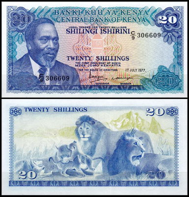 Кения 20 шиллингов 1974-1977 (UNC Pick 13)