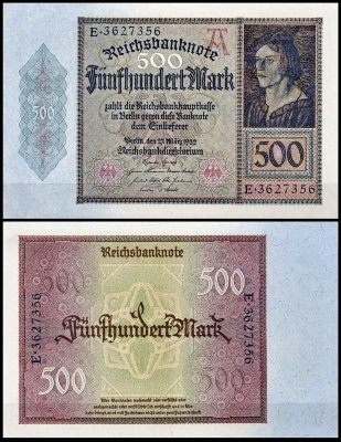 Германия 500 марок 1922 UNC P.73