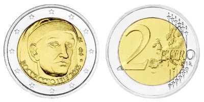 Италия, 2 евро 2013 год, Джованни Боккаччо