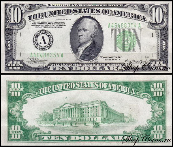 США 10 долларов 1934A (UNC Pick 430Da) Federal Reserve Note