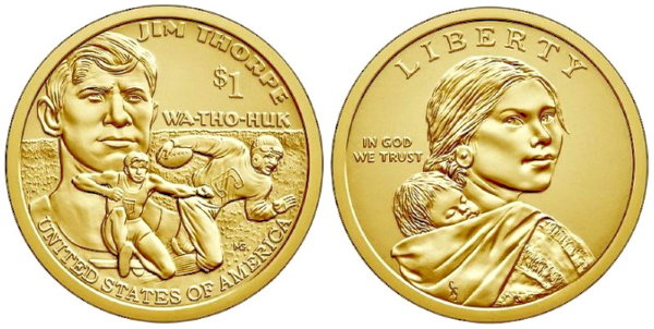США, 1 доллар 2018 год, Джим Торп