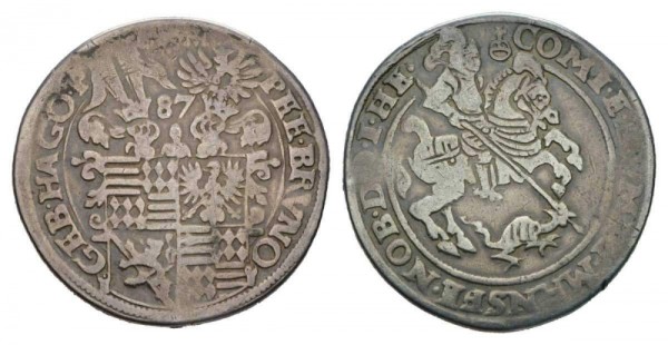 Мансфельд 1 талер 1587 Петер Эрнст I, Бруно II