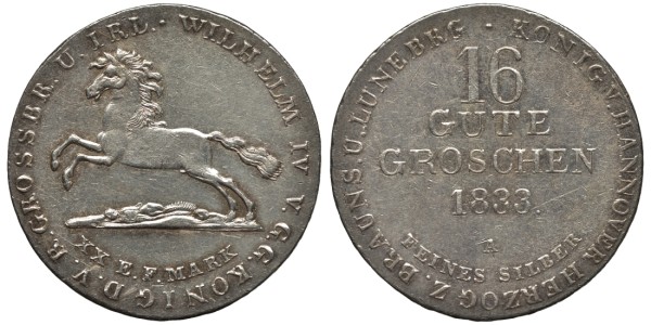 ГАННОВЕР 16 ГУТЕГРОШЕНОВ 1833 ВИЛЬЯМ IV