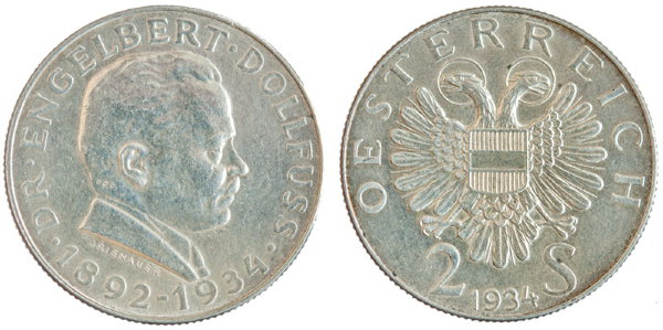 Австрия, 2 шиллинга 1934 год, Энгельберт Дольфусс
