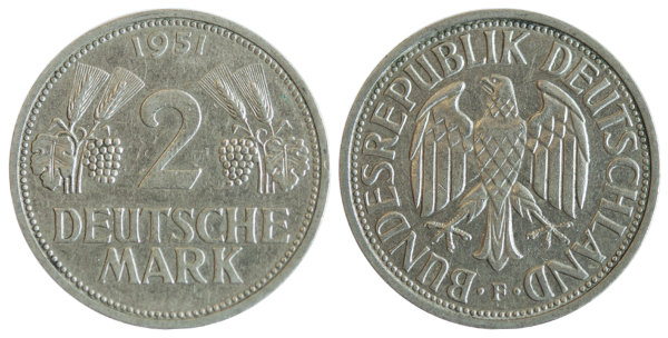Германия, 2 марки 1951F год, XF №9