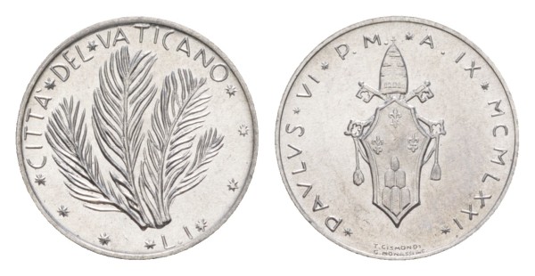Ватикан, 1 лира 1972 год