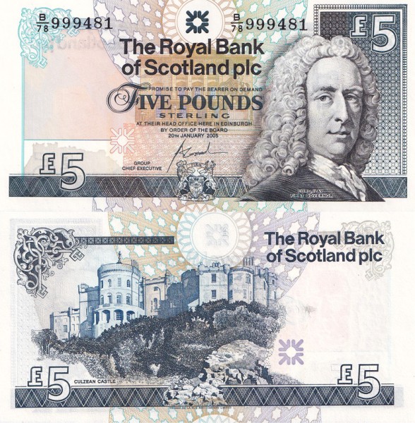 Шотландия 5 фунтов 2005 (UNC Pick 352d)