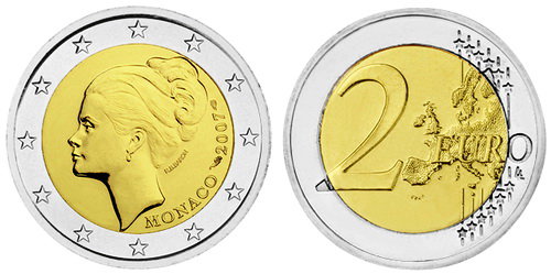 Монако, 2 евро 2007 (UNC) 25 лет со дня смерти княгини Монако Грейс  Келли