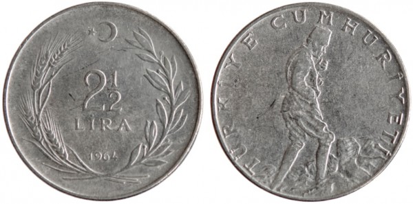 Турция, 2,5 лиры 1964 год, XF