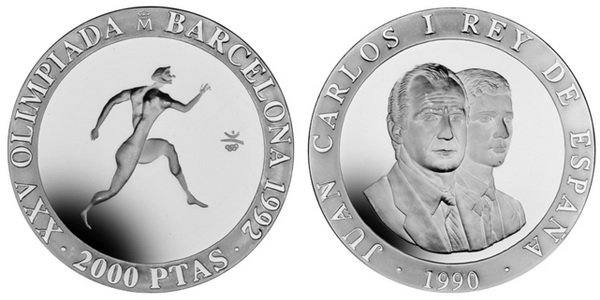 Испания, 2000 песет 1990 год,  Олимпийские игры в Барселоне, Бегун, ПРУФ