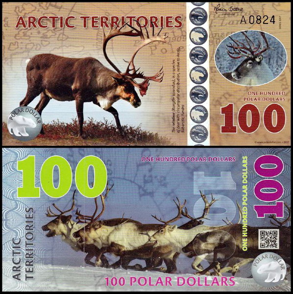 Арктические территории 100 долларов 2017 год. UNC