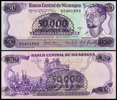 Никарагуа 50000 кордоба 1987 (UNC Pick 148) На банкноте 50 кордоба