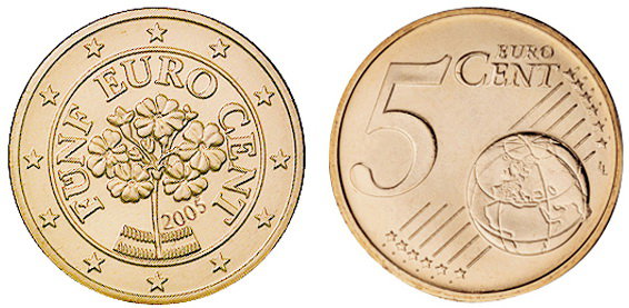 Австрия, 5 центов 2005 (UNC, медь)