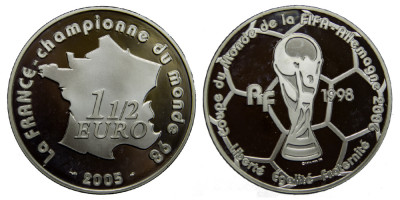 Франция, 1 1/2 евро 2005 год, Футбол, кубок, ПРУФ