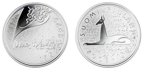 Финляндия, 10 евро 2008 год, Мики Тойми Валтари