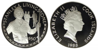 Острова Кука, 50 долларов 1988 год, Стэнли Ливингстон