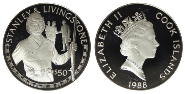 Острова Кука, 50 долларов 1988 год, Стэнли Ливингстон
