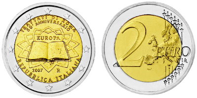 Италия, 2 евро 2007 год, 50 лет Римского договора