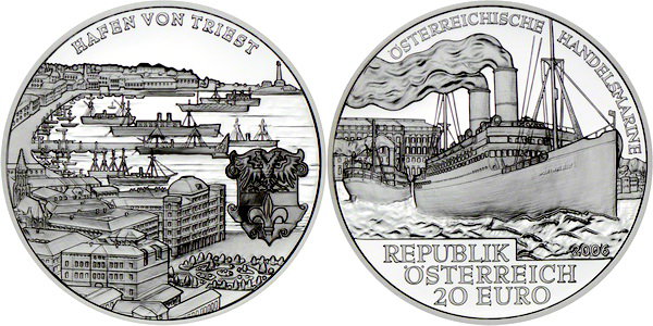 Австрия, 20 евро 2006 год, Корабль «Кайзер Франц Иосиф», ПРУФ