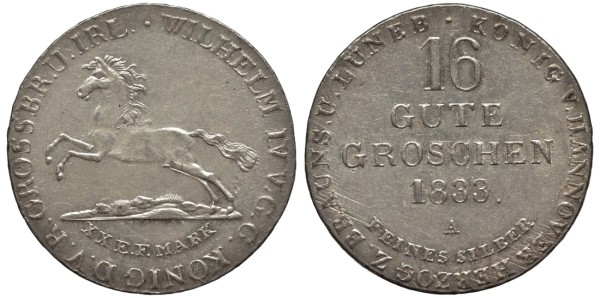 ГАННОВЕР 16 ГУТЕГРОШЕНОВ 1833 ВИЛЬЯМ IV