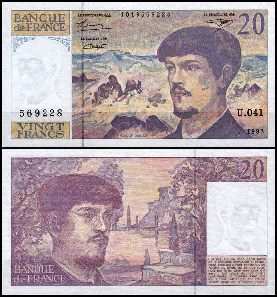 Франция 20 франков 1993 (UNC Pick 151f)