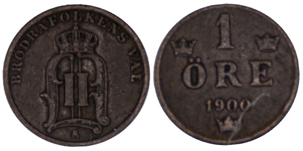 Швеция, 1 эре 1900 год