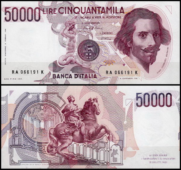 Италия 50000 лир 1984-1990 (UNC Pick 113)